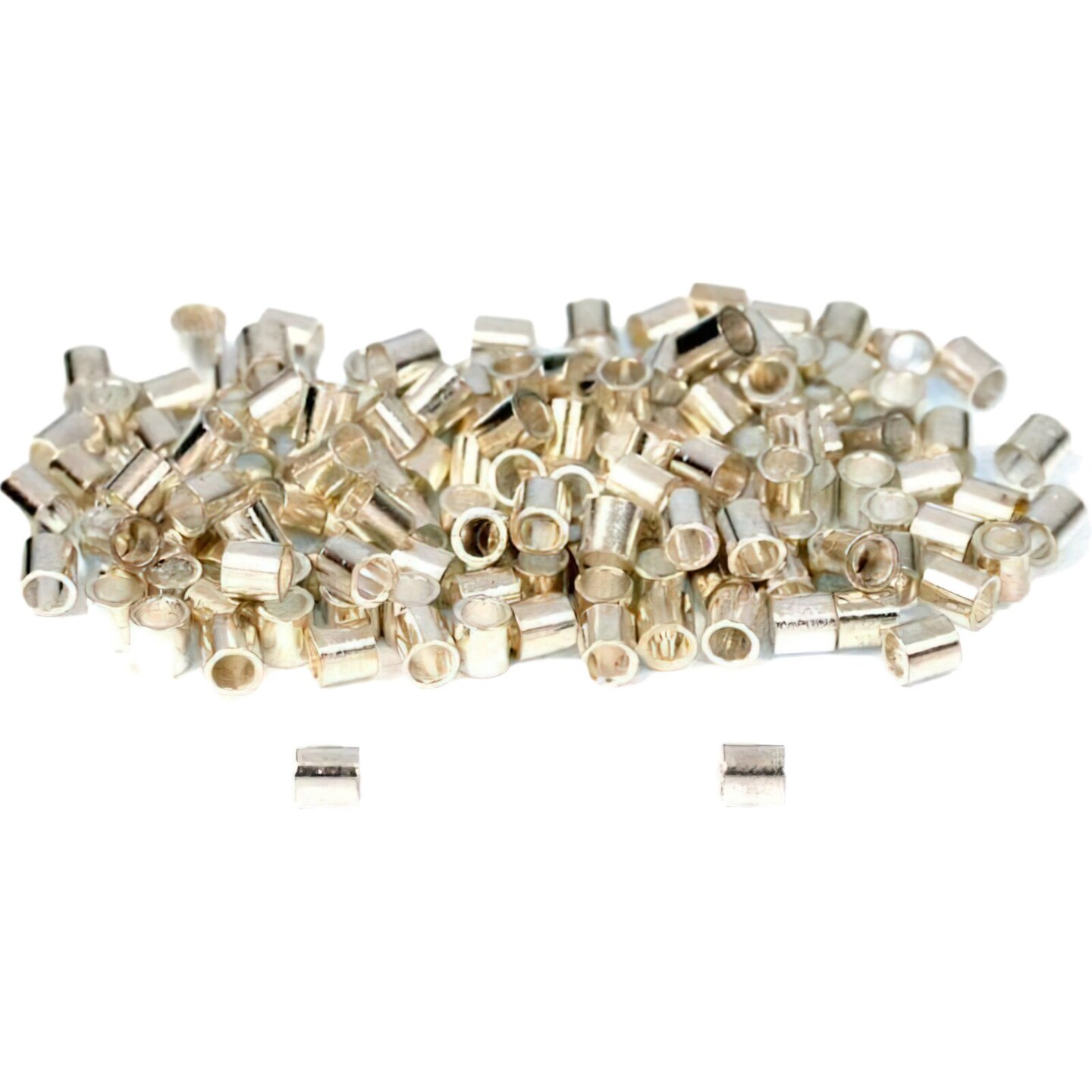 150 Stringing Beads Silver Plated Crimp Beading Parts