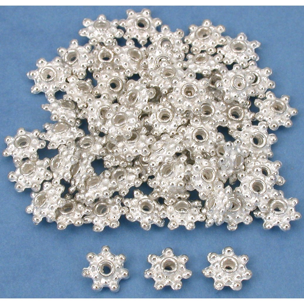 Flower Bali Spacer Beads Silver Plated 7mm Approx 60