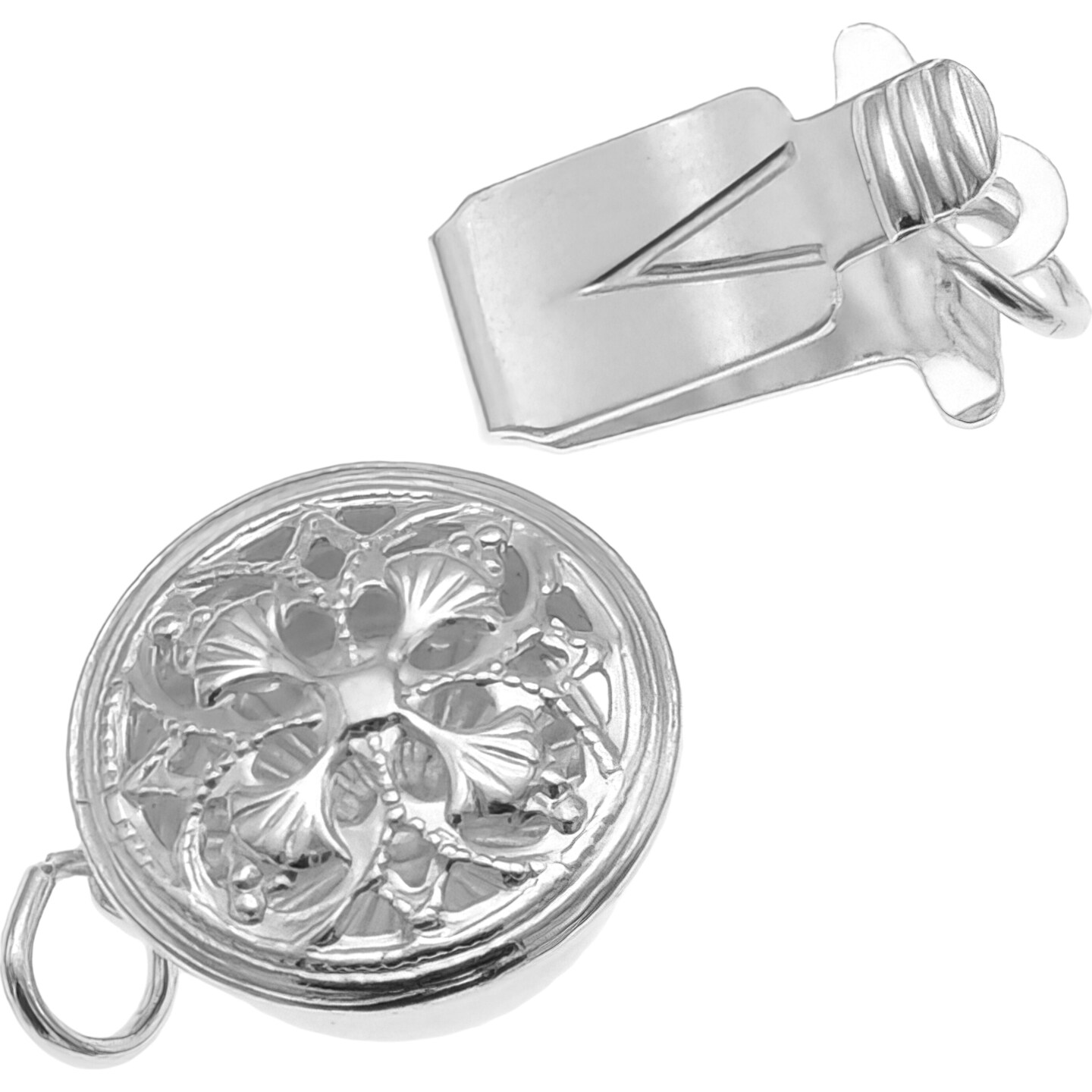 Sterling Silver Single Strand Filigree Pearl Bead Clasp 12.4mm