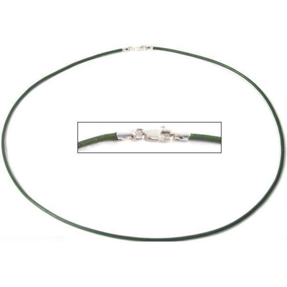 Leather Cord Necklace Green 16&#x22;