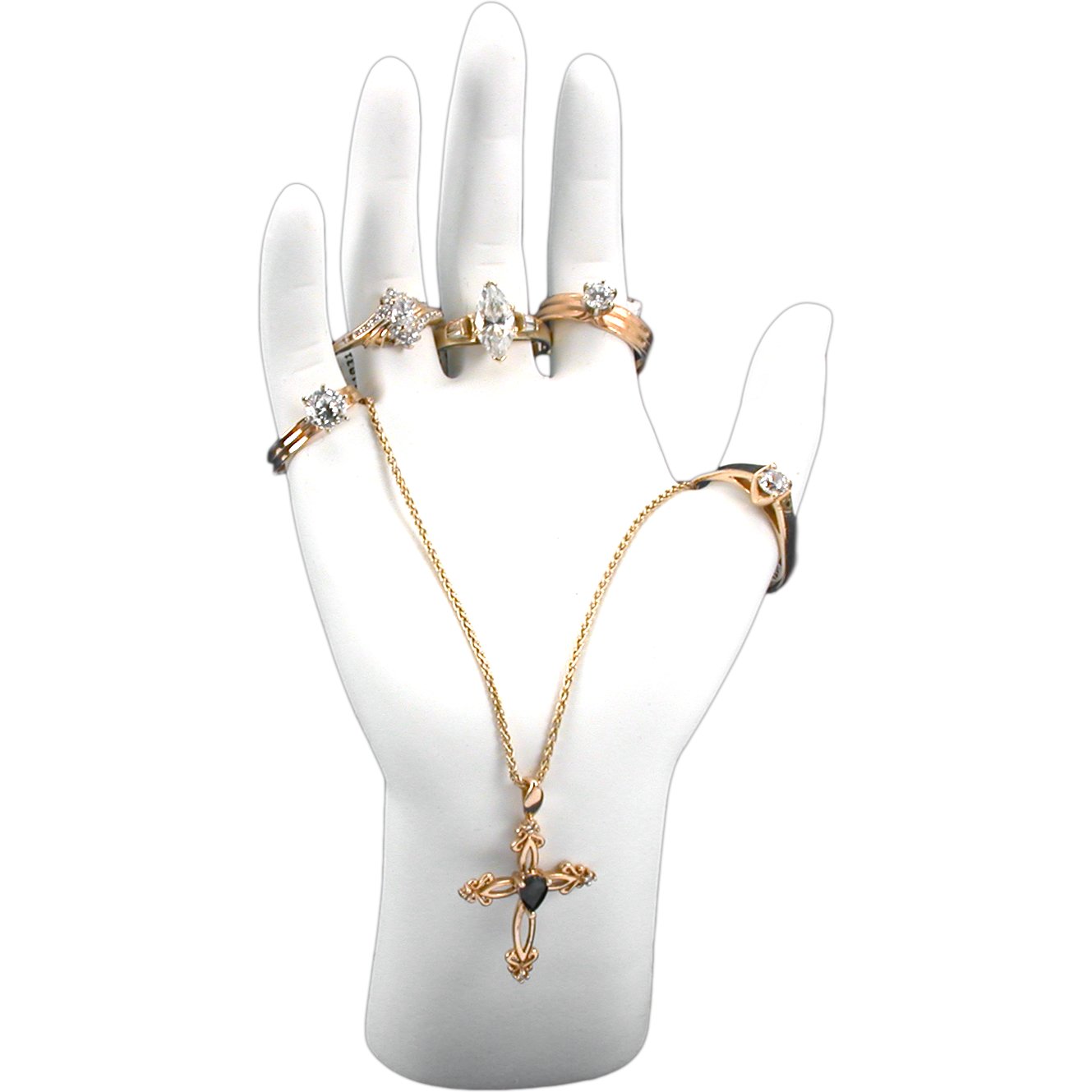 White Elegant Hand Display Ring Bracelet Jewelry Stand 6.5&#x22;
