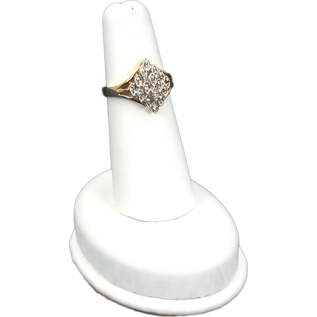 3 White Leather Ring Finger Displays Jewelry Showcase