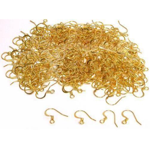 200 Yellow Gold Plated Fishhook Earring Wires Ear Post
