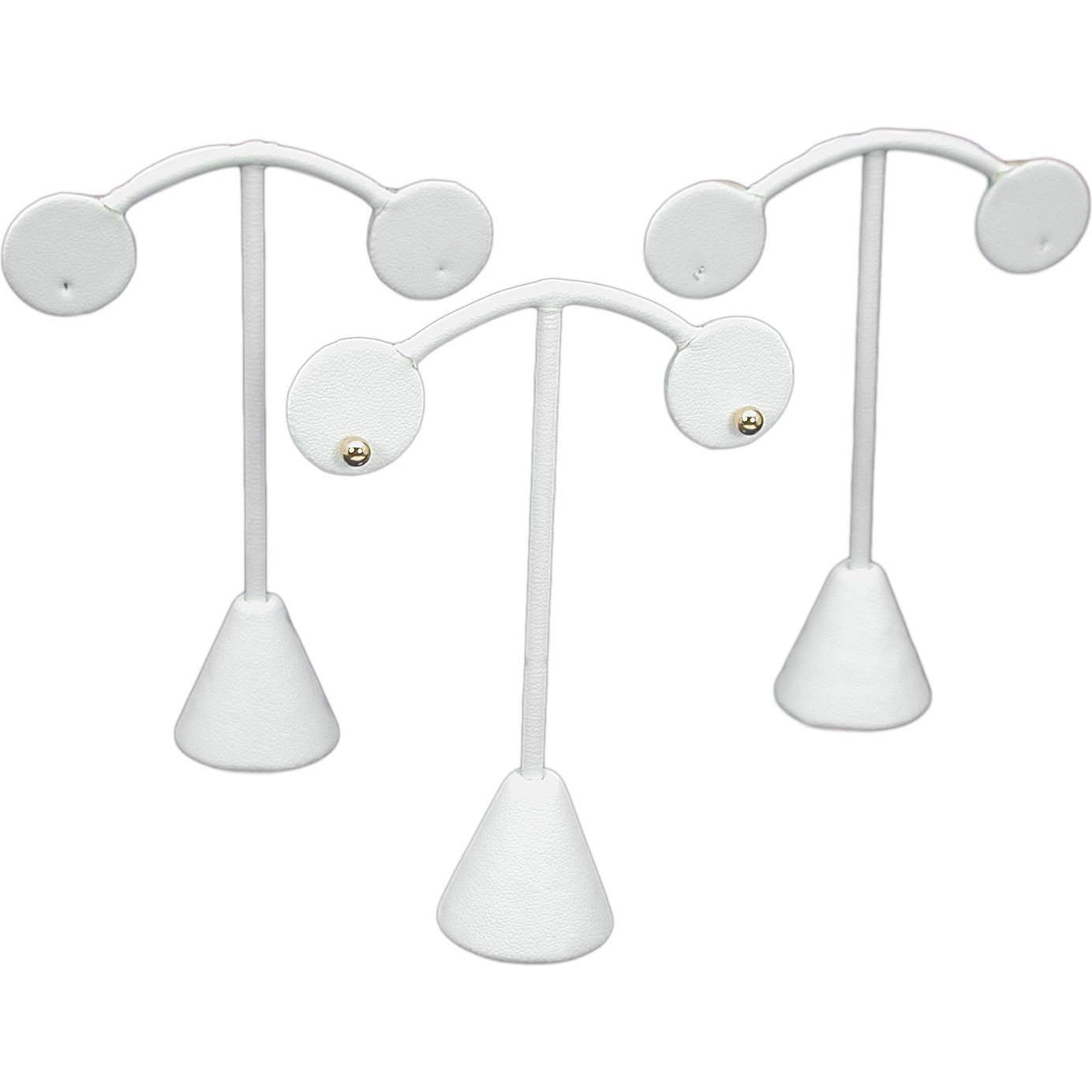 3 White Leather Earring Display Stands Jewelry 4.5&#x22;