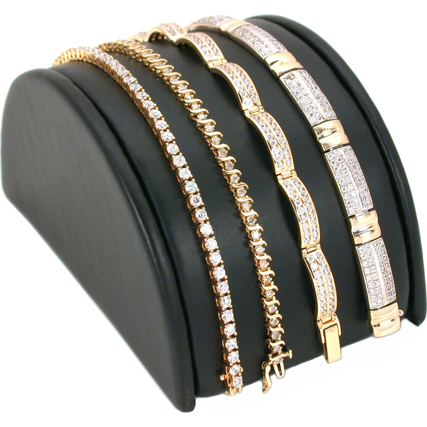 Black Leather Bracelet Half Moon Display Ramp New 5&#x22;
