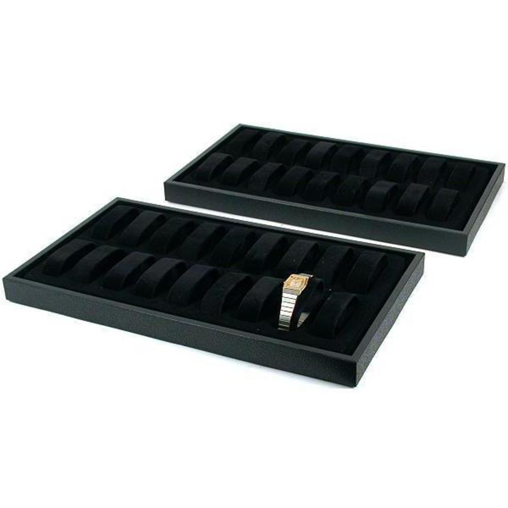 2Pc 18 Slot Black Plastic Watch Display Trays Michaels