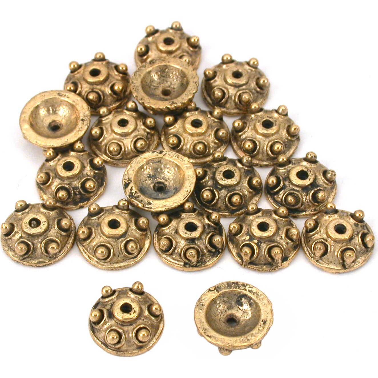 Bali Bead End Caps Antique Gold Plated 9.5mm Approx 20