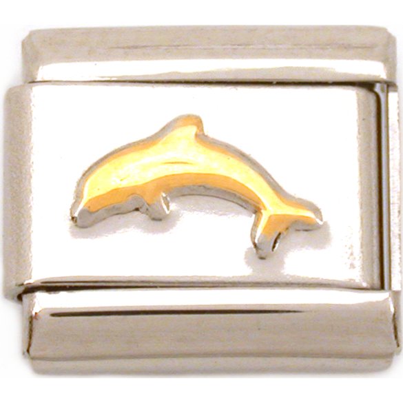 Dolphin Italian Charm Gold Plated   9mm