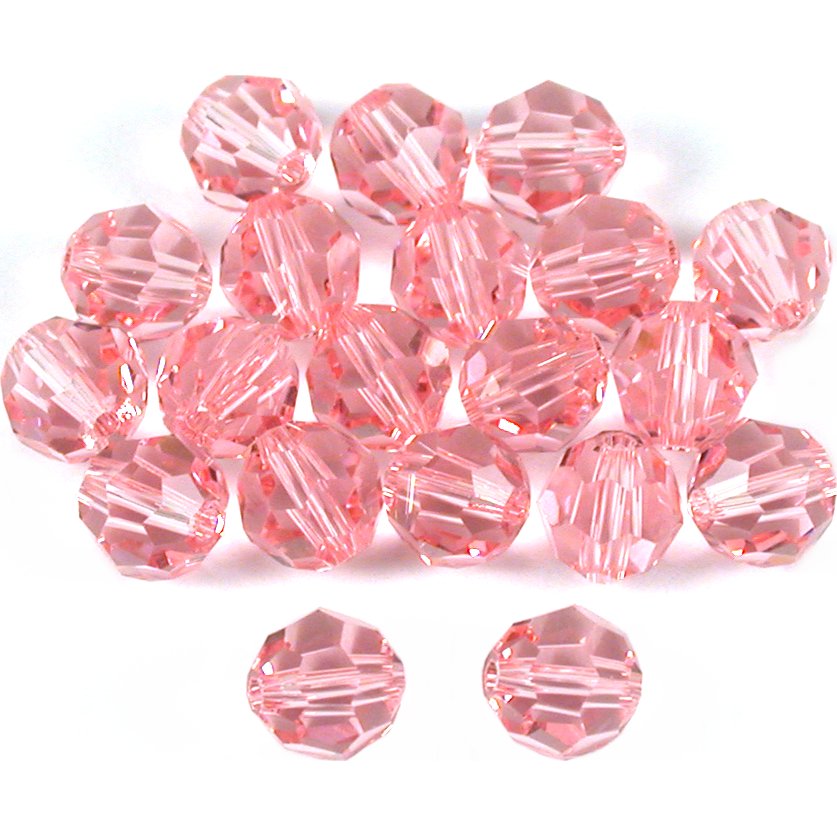 20 Light Rose Round Swarovski Crystal Beads 5000 6mm Crystal Beads