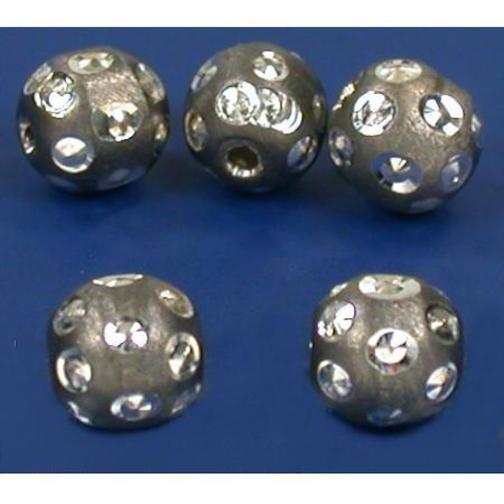 Rhodium Plated Faceted Round Beads 6mm 5pc