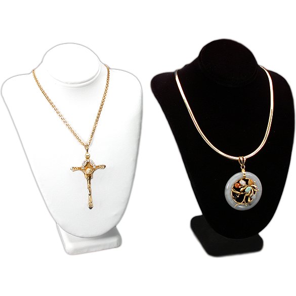 2 Piece Set Black White Jewelry Display Bust 7 1/2&#x22;H