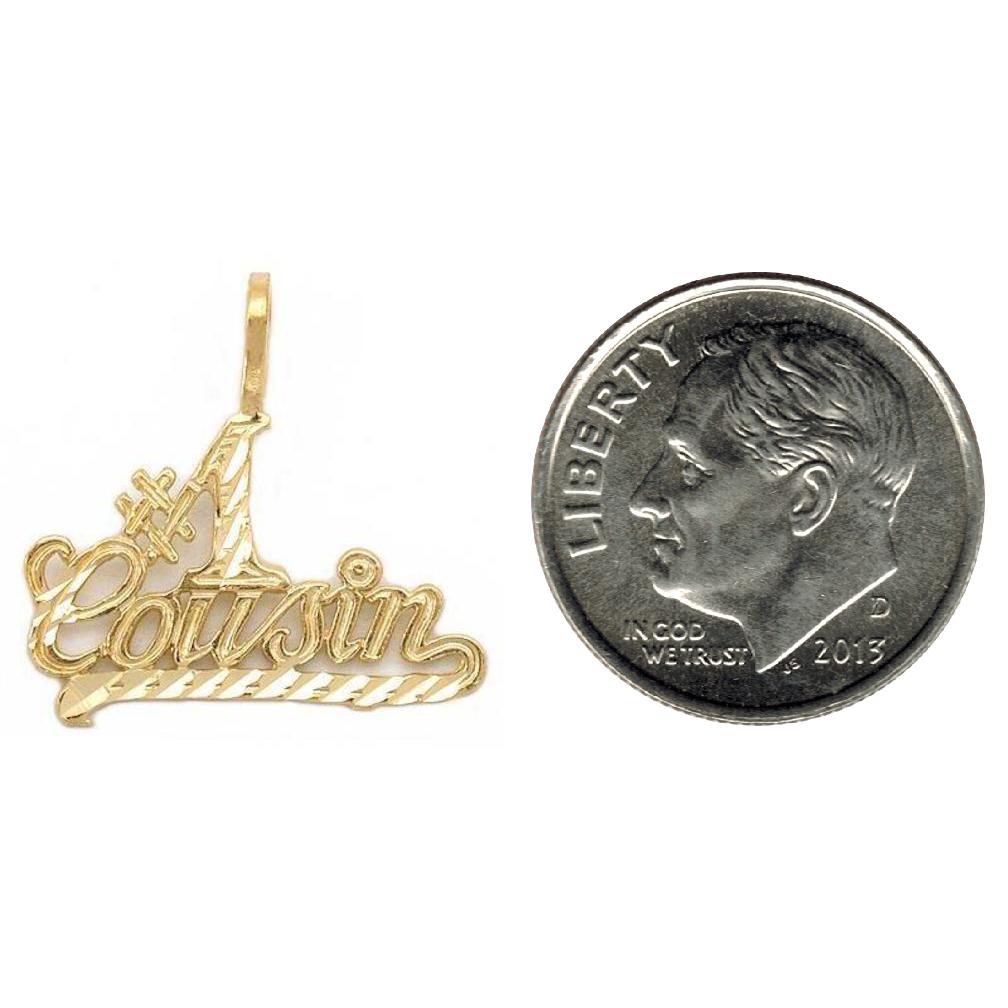 14K Yellow Gold #1 Cousin Charm Family 18mm