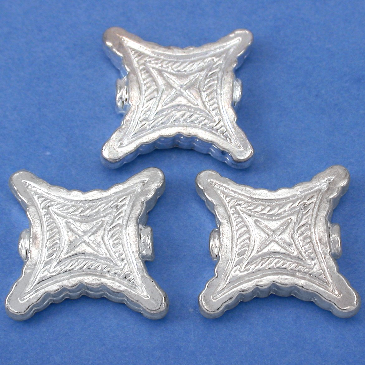 Bali Square Beads Silver Plated Bead 17.5mm Approx 3