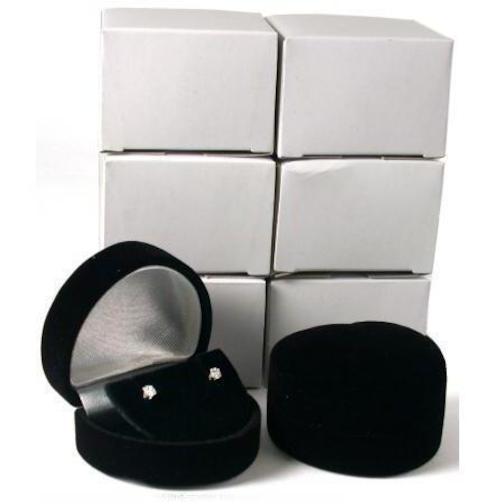 Heart Earring Gift Box Black Flocked Showcase Display