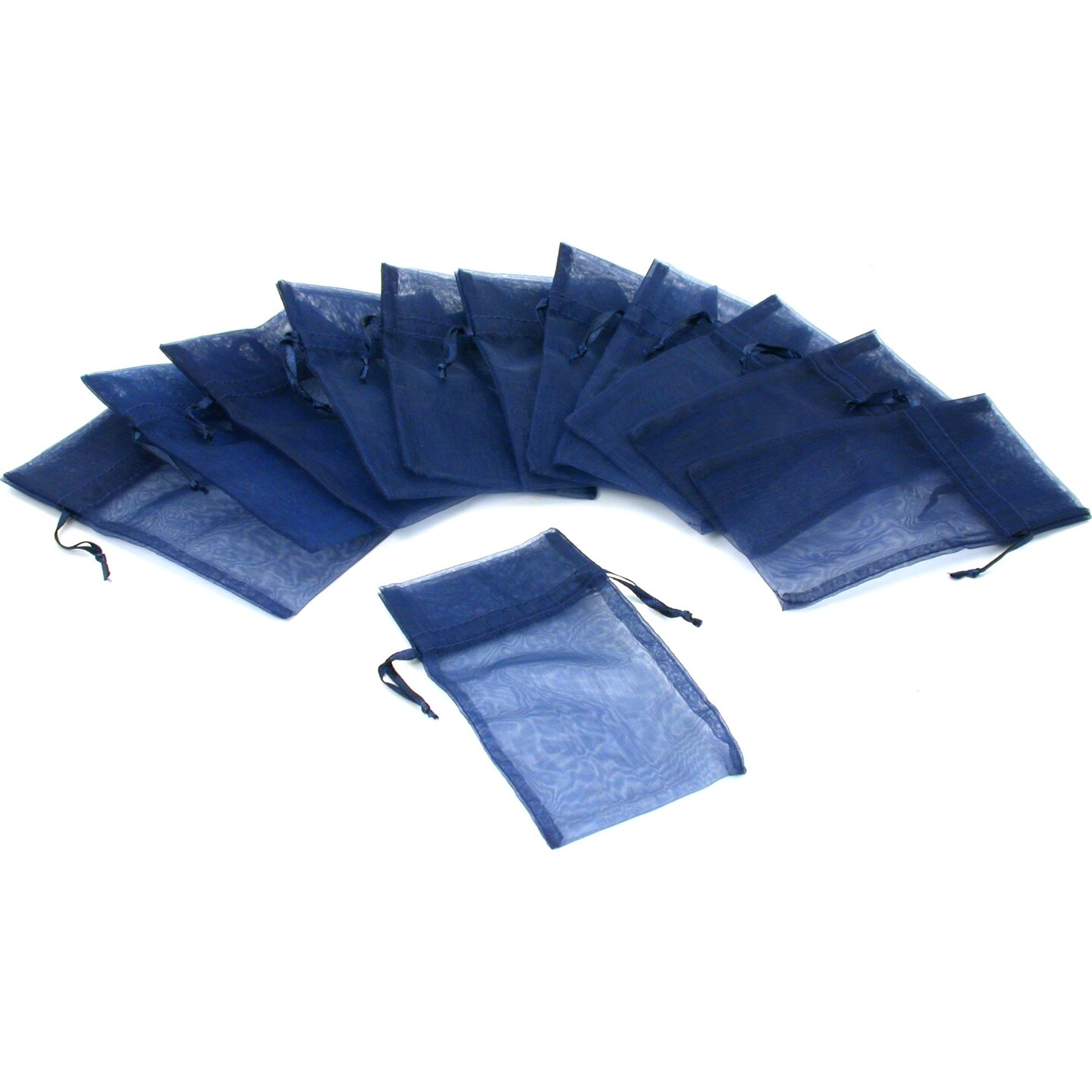 48 Jewelry Navy Blue Organza Drawstring Gift Bags 3x4&#x22;