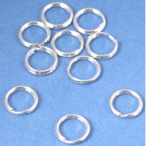 10 Round Split Ring Sterling Silver Beading Parts 7mm