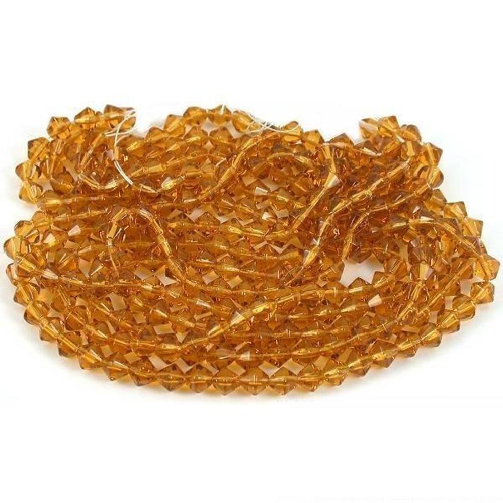 Bicone Faceted Fire Polished Chinese Crystal Beads Topaz 6mm 5 13" Strands