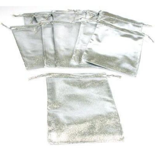24 Pouches Silver Gift Bag Drawstring Jewelry 5&#x22; New