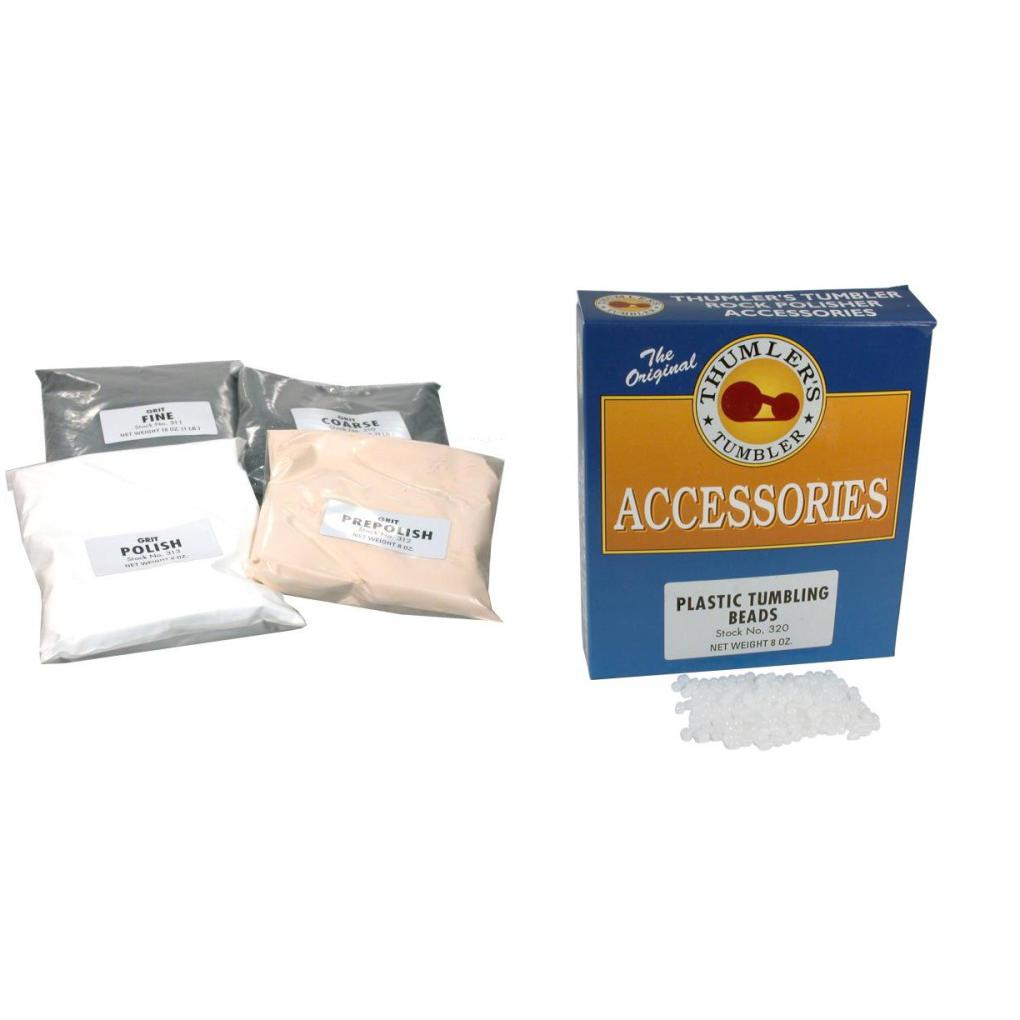 Thumler Tumbler Rock Polishing Grit Media & Plastic Tumbling Beads Kit