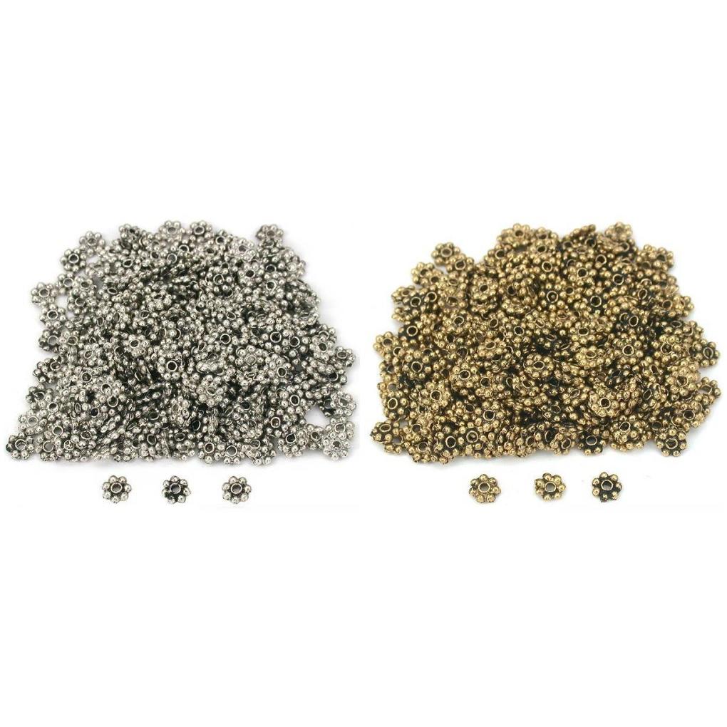 Antique Silver &#x26; Gold Plated Daisy Bali Spacer Beads 4mm Diameter 30 Gram Kit