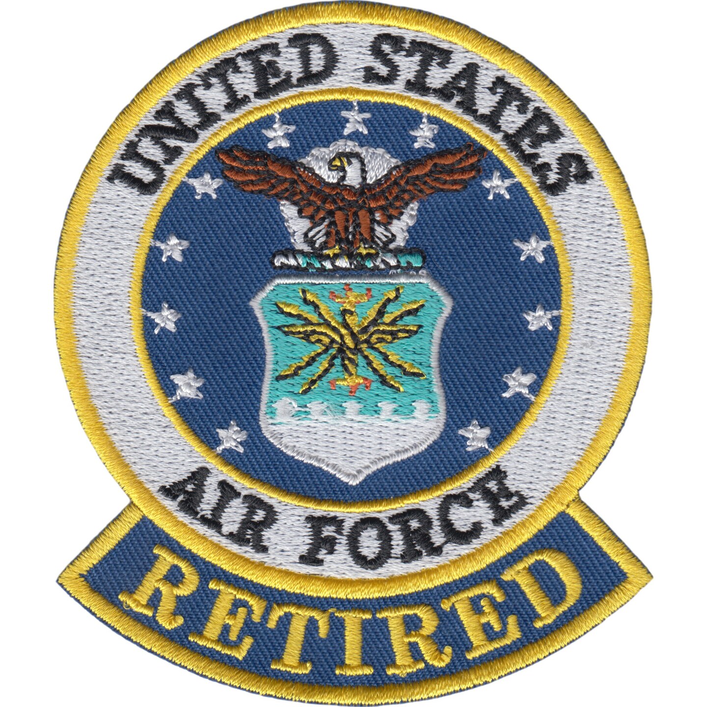 U.S. Air Force Retired Logo Patch Blue &#x26; White 3&#x22;