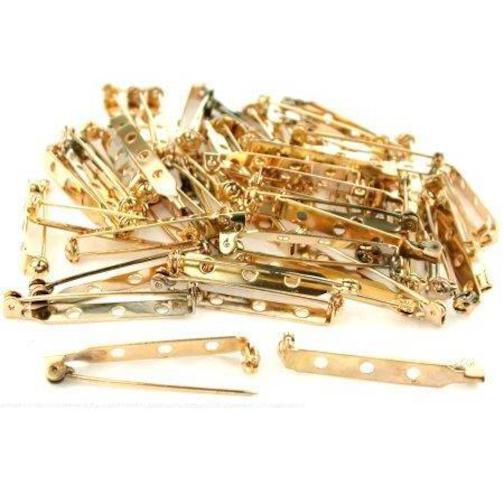 60 Bar Pin Backs Broach Hat Badge Jewelry Safety Parts