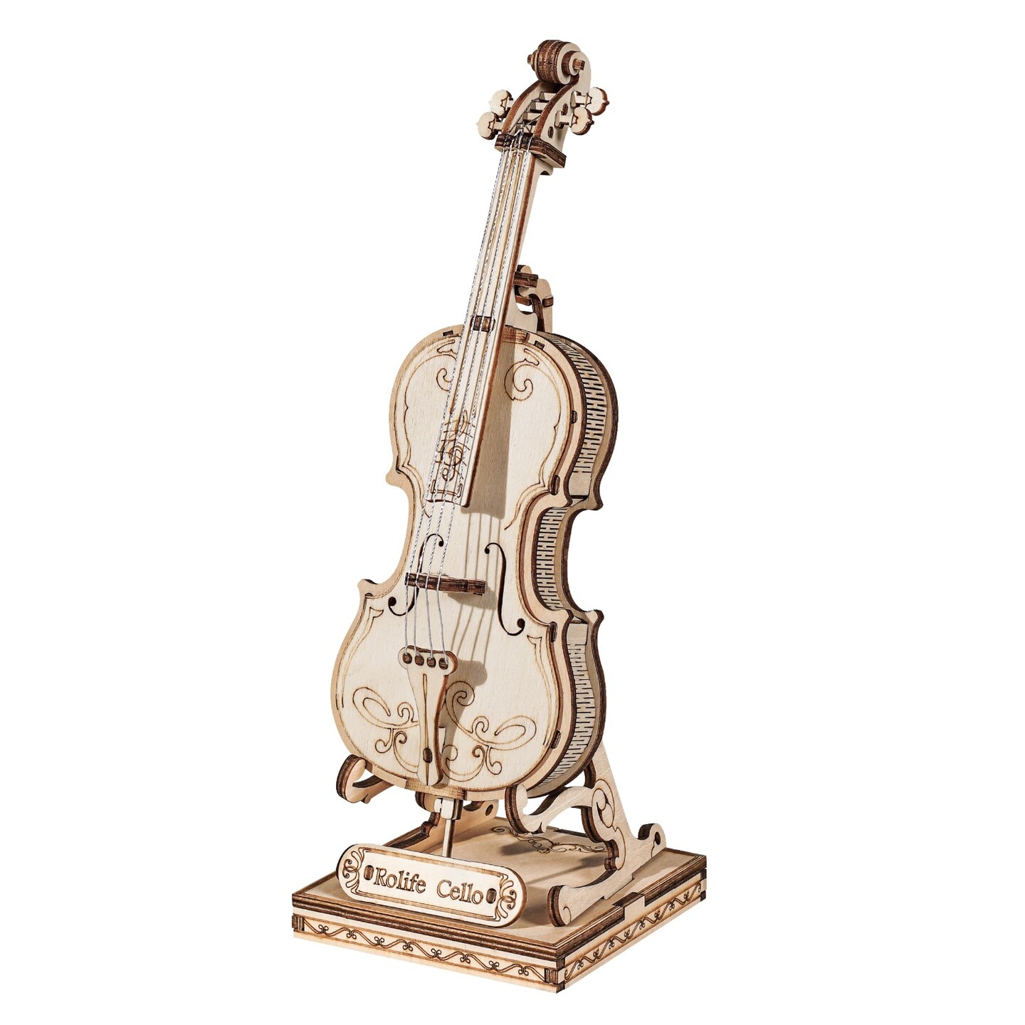 Robotime 3D DIY Wooden Musical Instrument - TG411 Cello Assembly Model Gift for Children