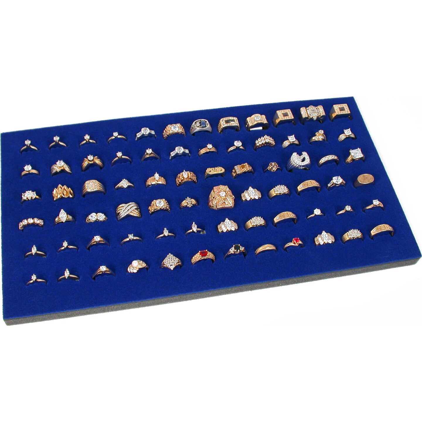 72 Ring Blue Jewelry Box Display Case Magnetic Lid New