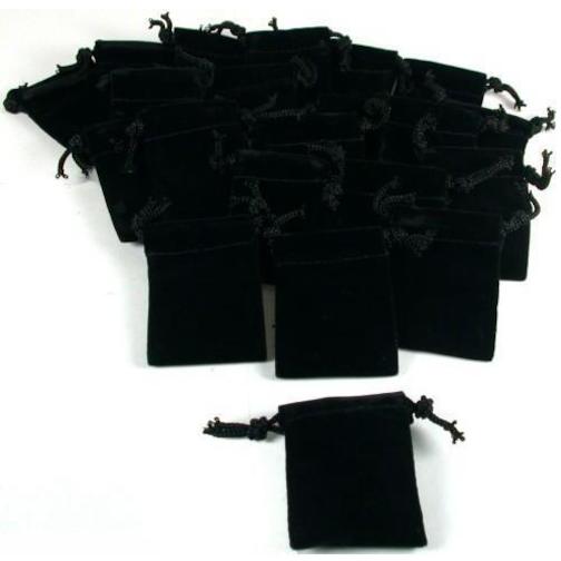 20 Pouches Black Velvet Drawstring Jewelry Bags 2.5