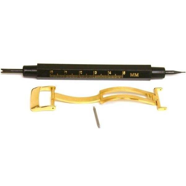 14K Gold Plated Watch Band Deployment Buckle 16mm New