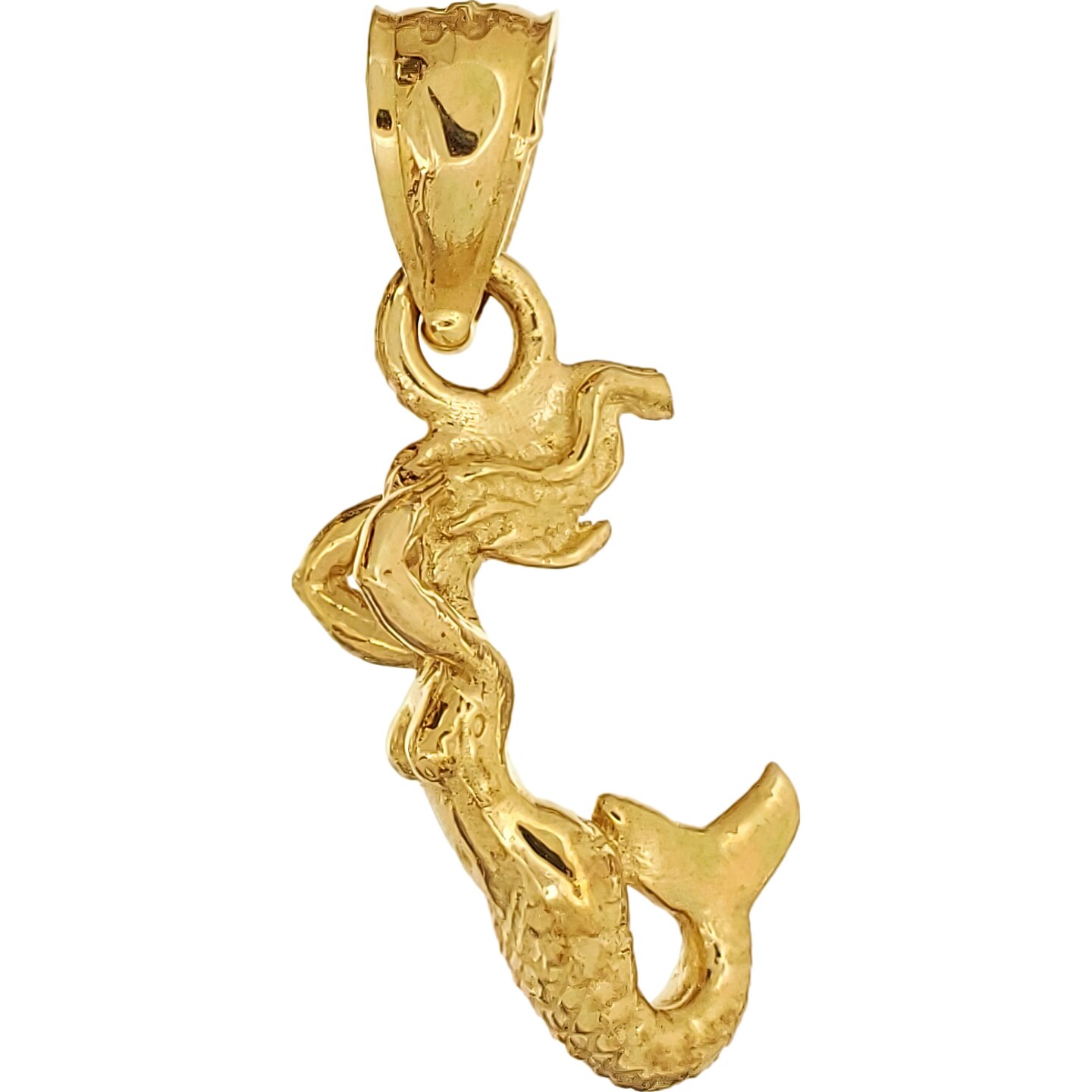 14K Gold Mermaid Charm Nautical 15mm