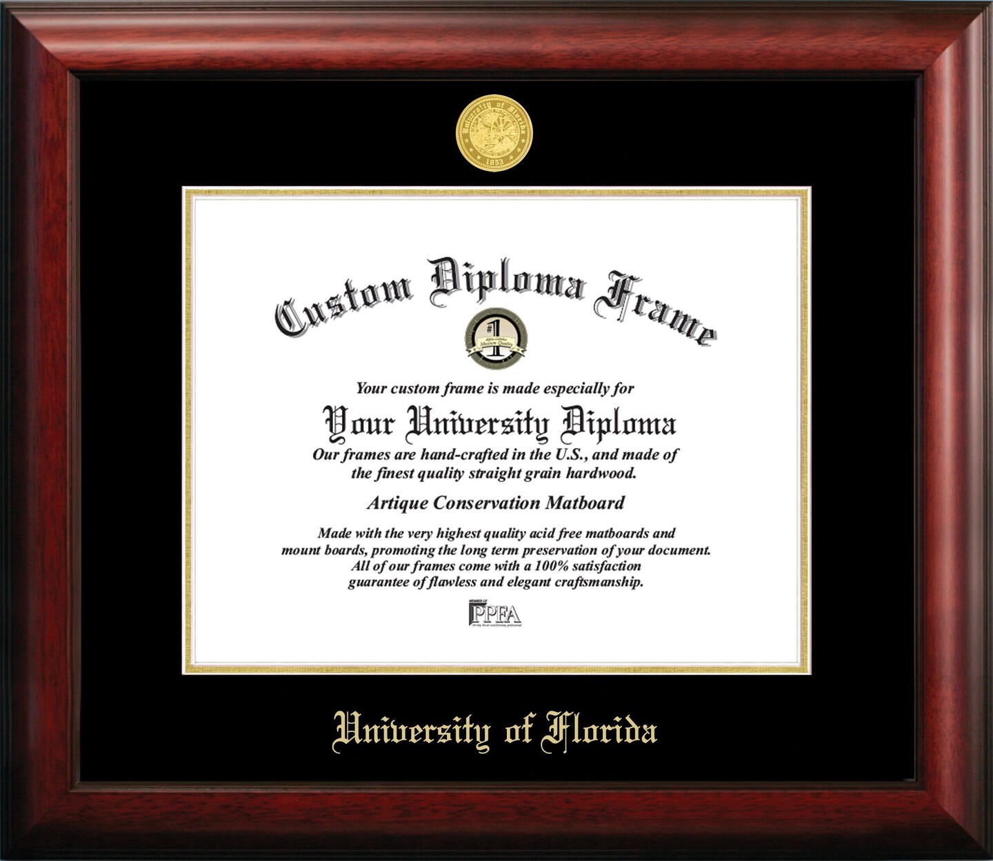 University of Florida 16w x 11.5h Gold Embossed Diploma Frame