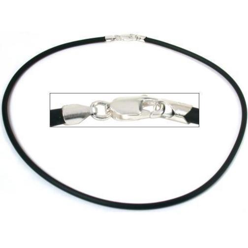 Rubber Cord Necklaces Black 16&#x22; &#x26; 18&#x22; 2Pcs