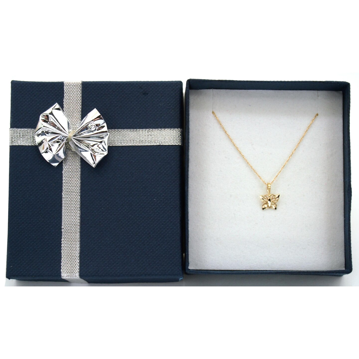 14K Gold Butterfly Charm with 18&#x22; Gold Cable Chain &#x26; Gift Box