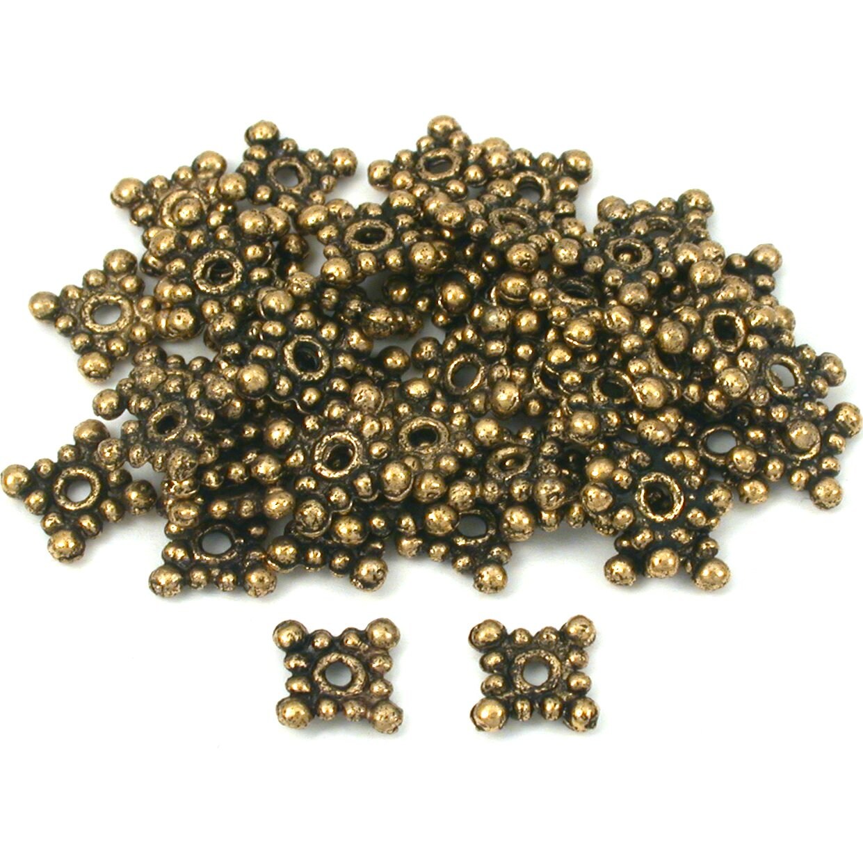 Square Bali Spacer Beads Antique Gold Plt 8mm Approx 50