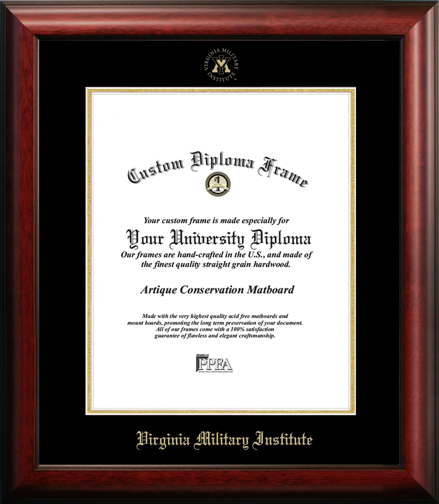 Virginia Military Institute 15.75w x 20h Gold Embossed Diploma Frame
