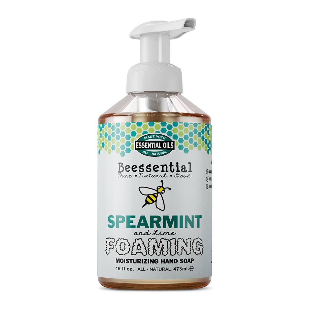 Beessential Natural Foaming Hand Soap USA Made Spearmint Lime 16 Oz