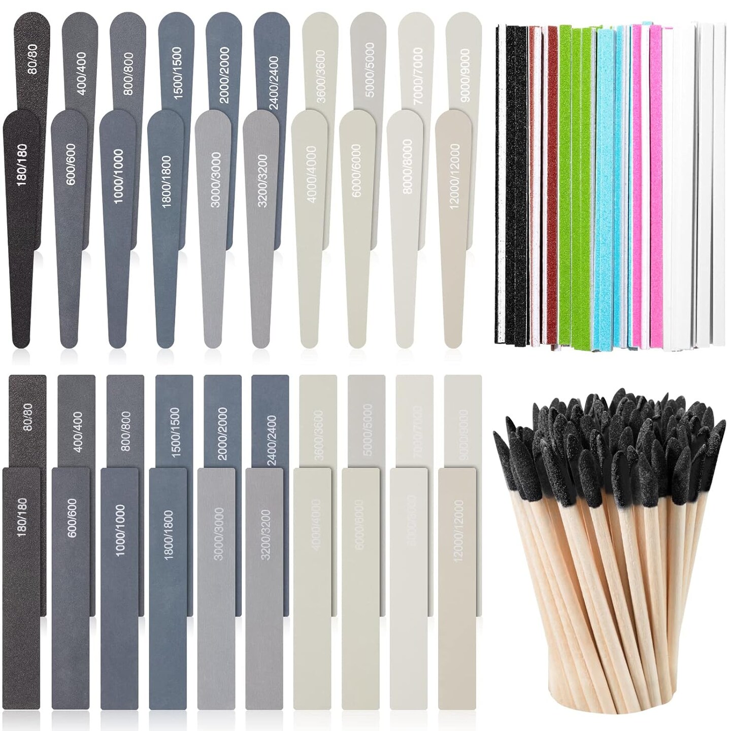 120 Pcs Sanding Sticks Include 30 Sanding Twigs 40 Polishing Sticks and 50 Sanding Sticks Matchsticks, Sanding Tools for Tight Spaces Modeling Tools for Plastic Models Wood Hobby Craft Art