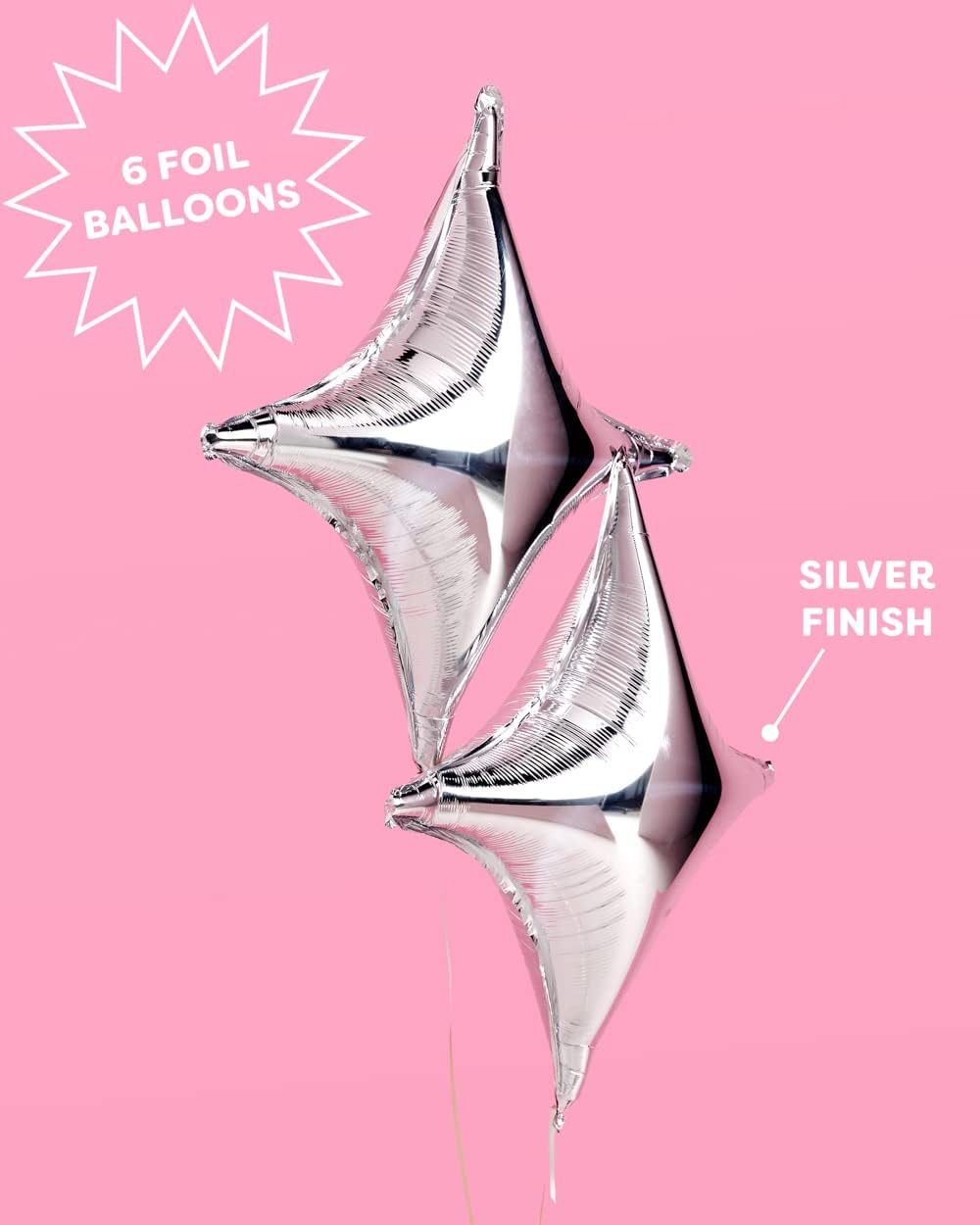 Silver Sparkle Foil Birthday Balloon - 6 pc | Bday Party Decorations, Bachelorette, Anniversary, Graduation