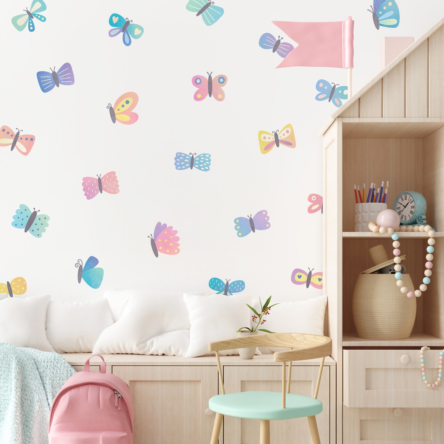 18-Pack Butterfly Vinyl Wall Decals - Kids Room, Nursery Decor, Removable Stickers