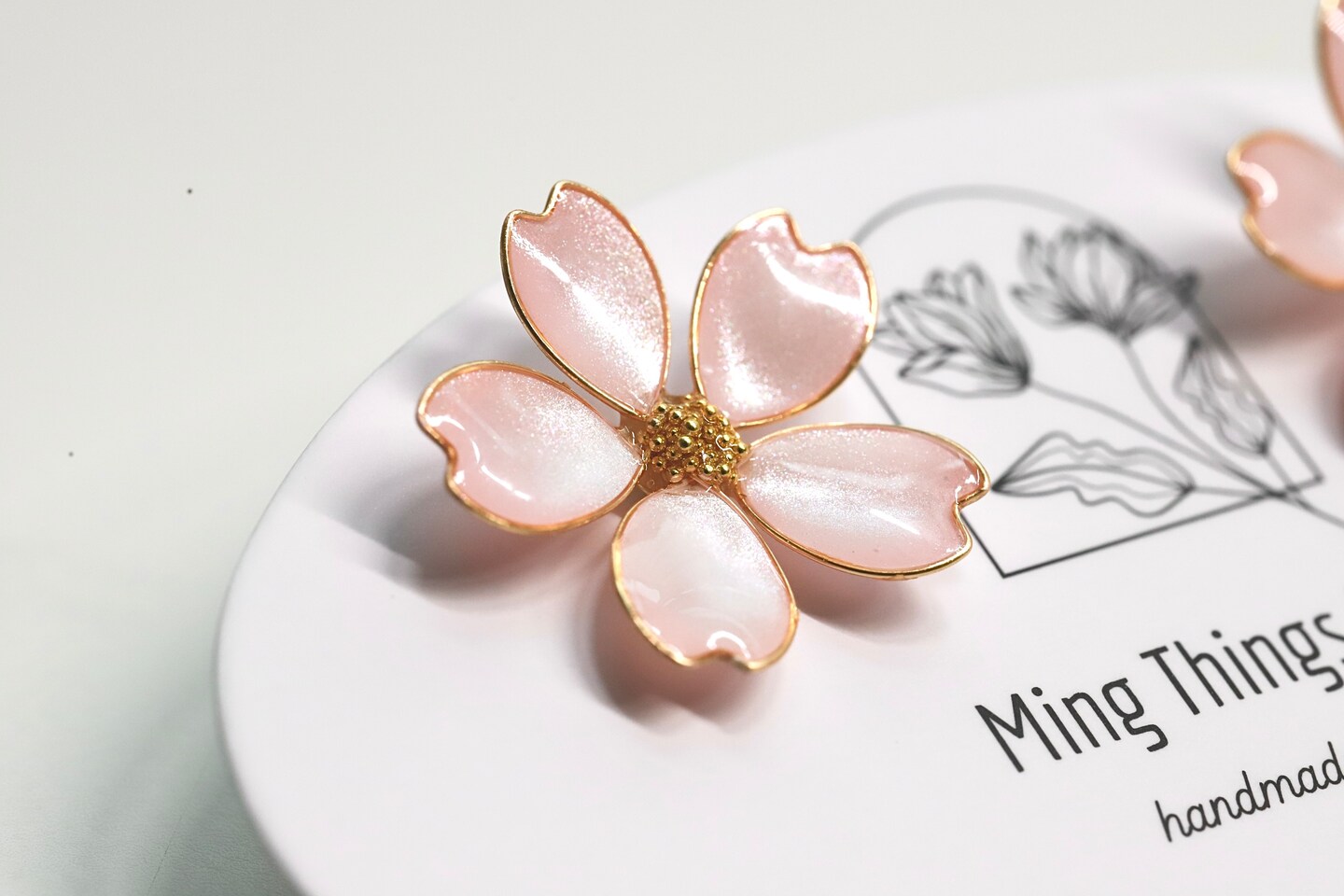 Enamel Cherry Blossom Stud Earrings Sterling Silver By Silver Rain Silver