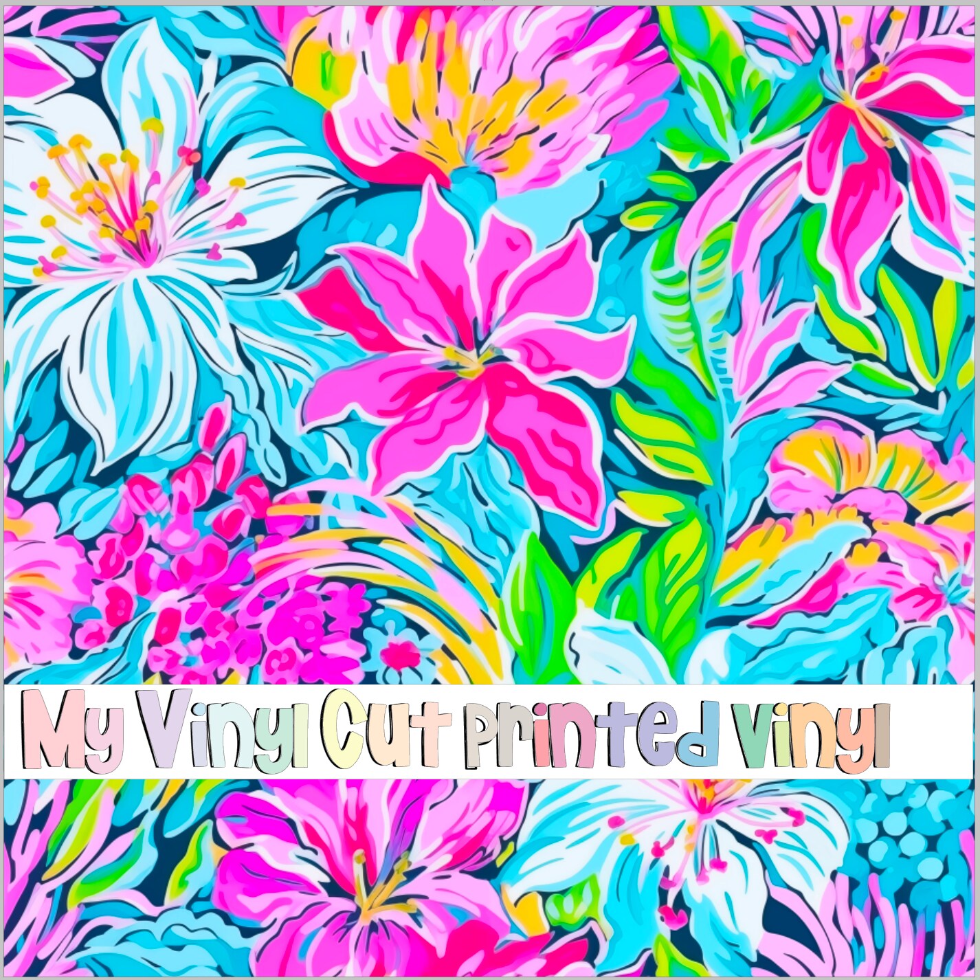 12 x 12 inch Sheet of Printed Vinyl or HTV in the Preppy Florals A ...