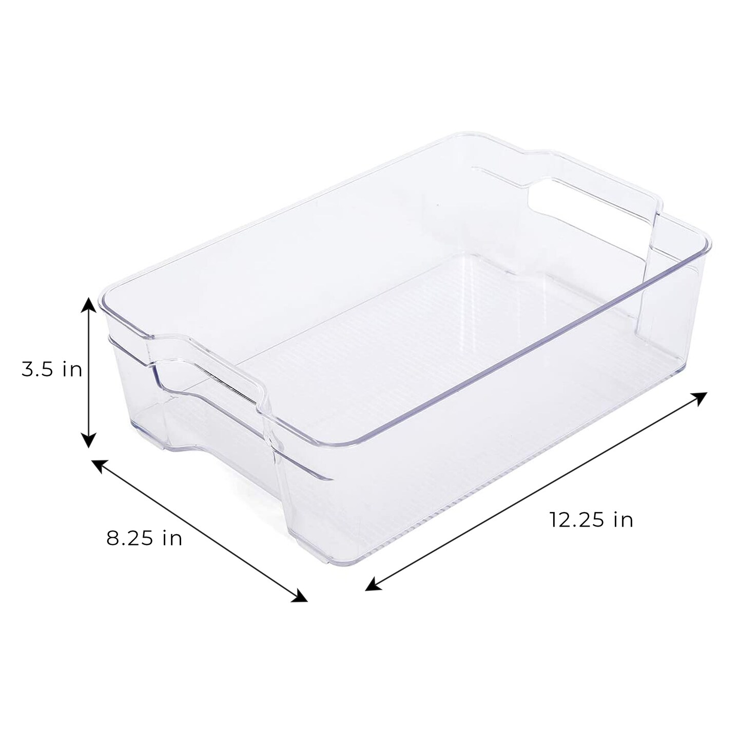Smart Design Stackable Set of 4 Refrigerator Bins with Handle - 8 x 12 Inch - Clear