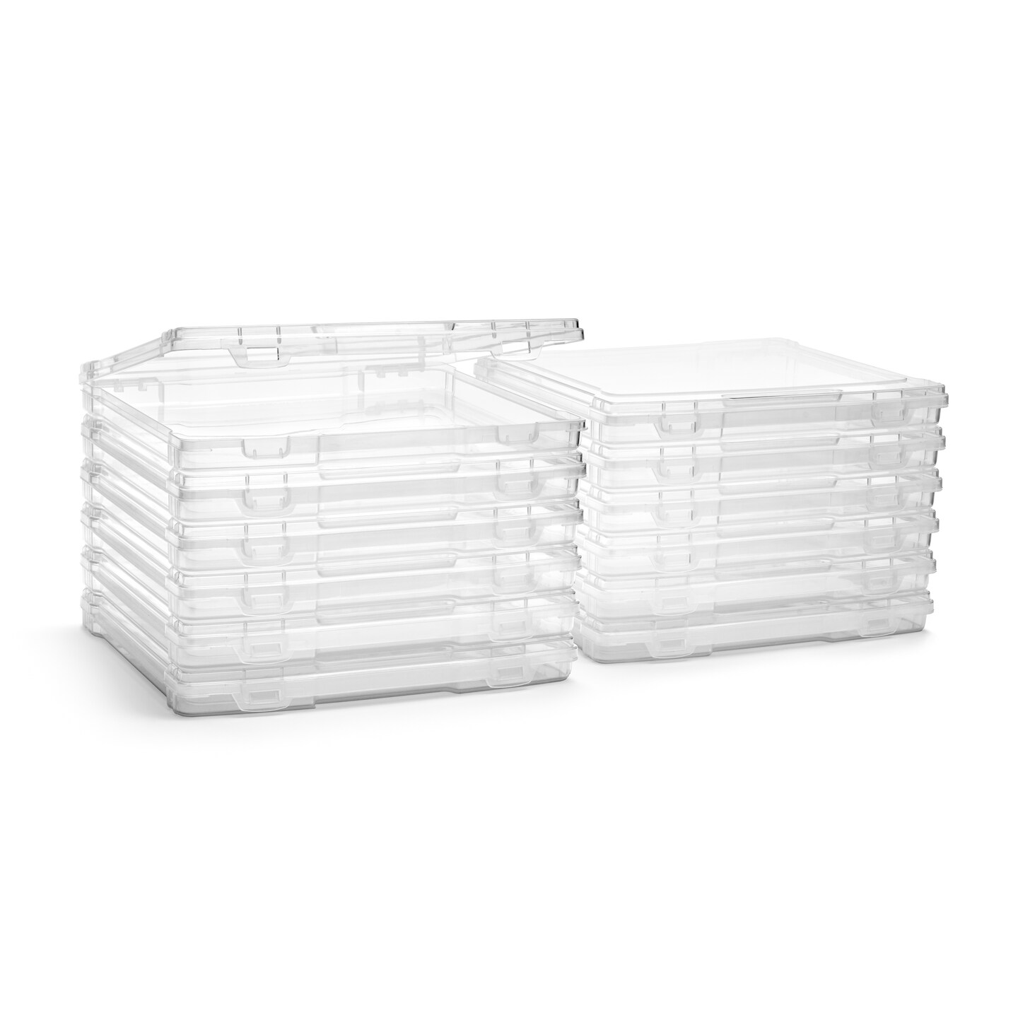 Sorbus Set of 12 Thin Clear Stackable Portable Project Case Fits 12&#x22;x12&#x22;- Snap-Tight Closure, Ideal for Board Games, Crafts, and Office Supplies