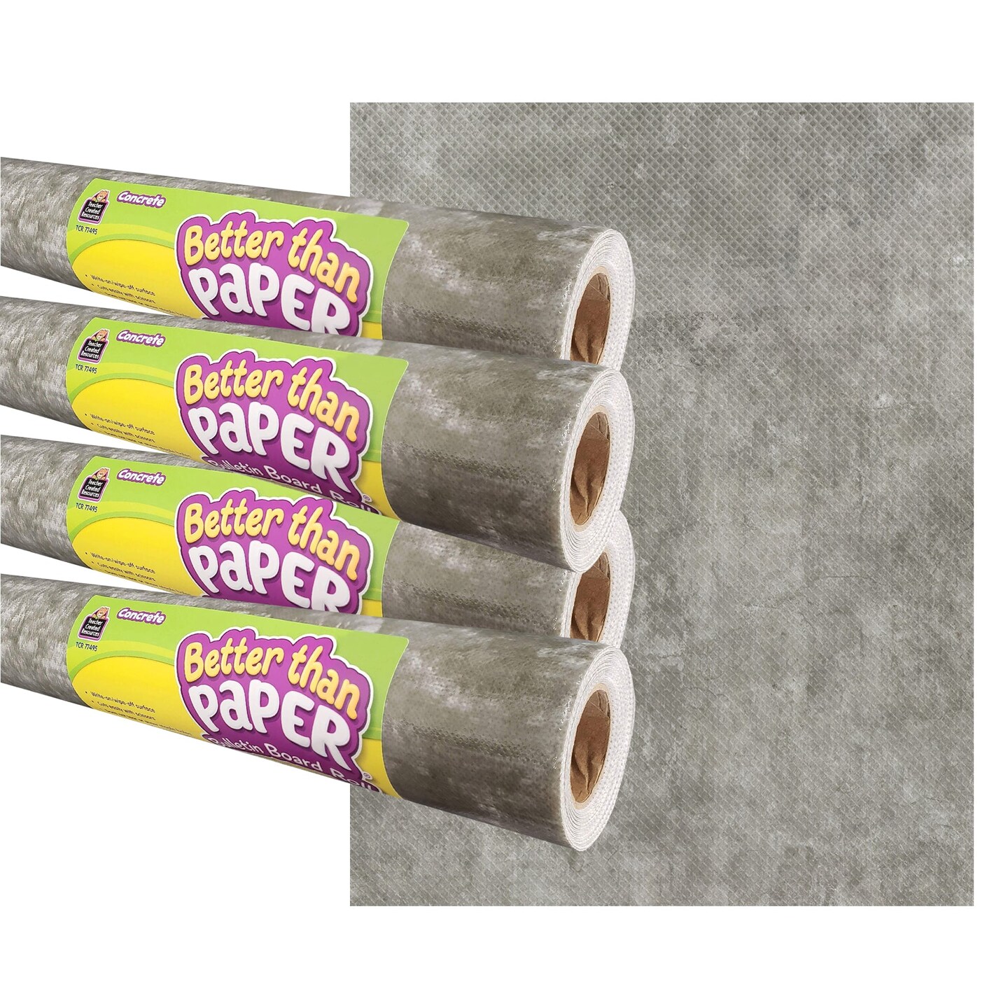 Concrete Better Than Paper Bulletin Board Roll, 4&#x27; x 12&#x27;, Pack of 4