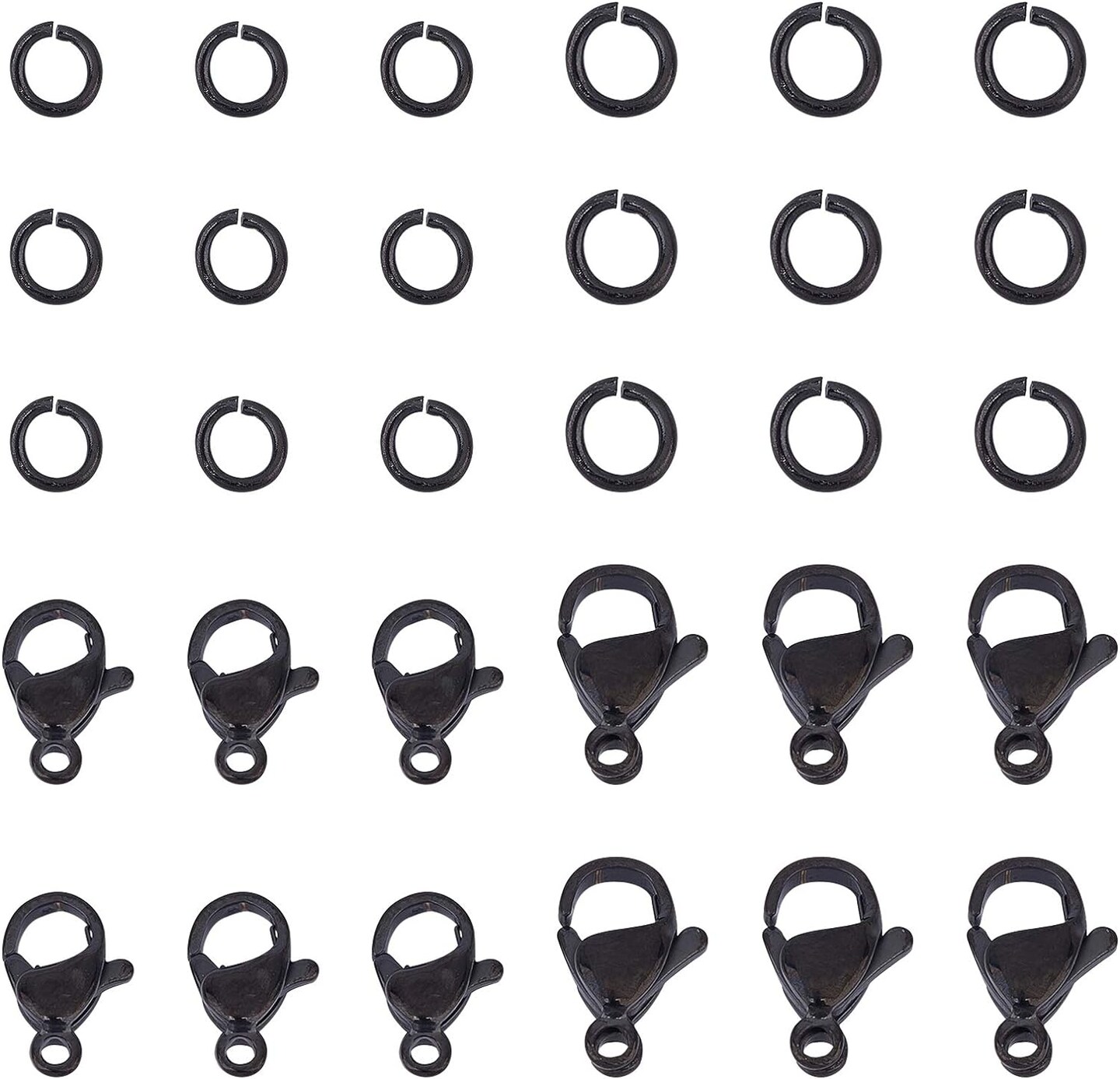 40pcs Black Lobster Claw Clasps with Jump Ring Stainless Steel Necklace Fasteners Hook Set End Chain Clasp Kits Metal Jewelry Clasps for DIY Bracelet Necklace Jewelry Making
