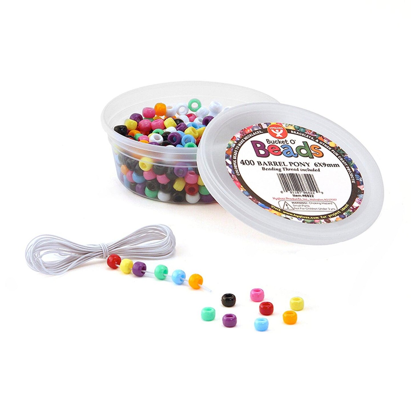 Bucket O&#x2019; Beads, Barrel Pony, 6 x 9 mm, 400 Per Pack, 6 Packs