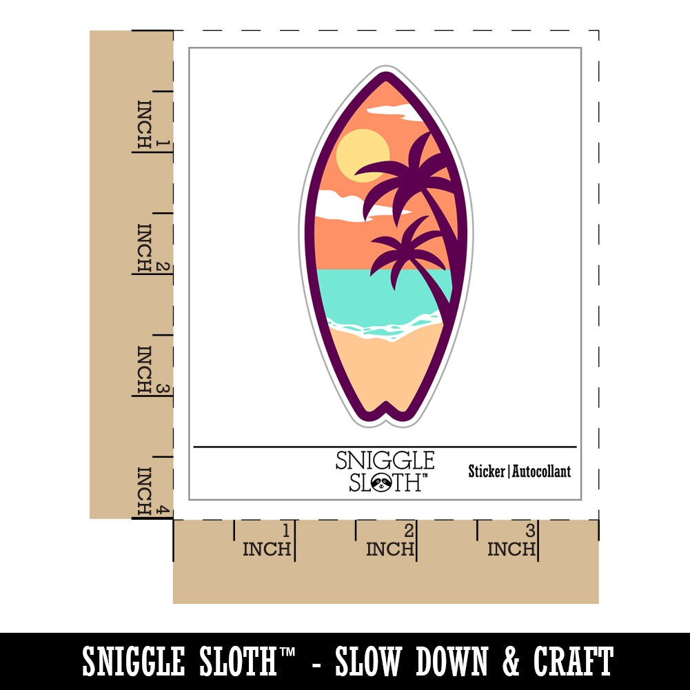 Tropical Beach Surfboard Hawaii Waterproof Vinyl Phone Tablet Laptop Water Bottle Sticker Set - 5 Pack