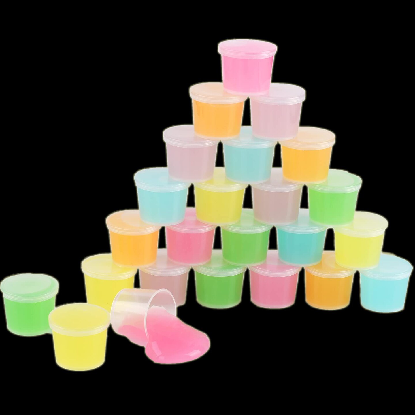 24 Pieces Glow in The Dark Slime, Party Favors Slime, Crystal Galaxy Slime kit with Multi Colors - Blue, Pink, Yellow, Green, Orange and Purple Color, Birthday Gifts for Kids Girl and Boys