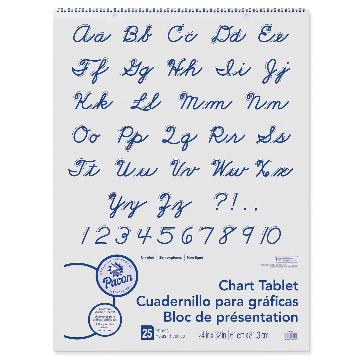 Chart Tablet, Cursive Cover, Unruled 24&#x22; x 32&#x22;, 25 Sheets, 2 Tablets